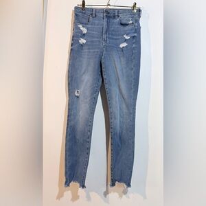 High-Rise Distressed Skinny Jeans - Light Blue